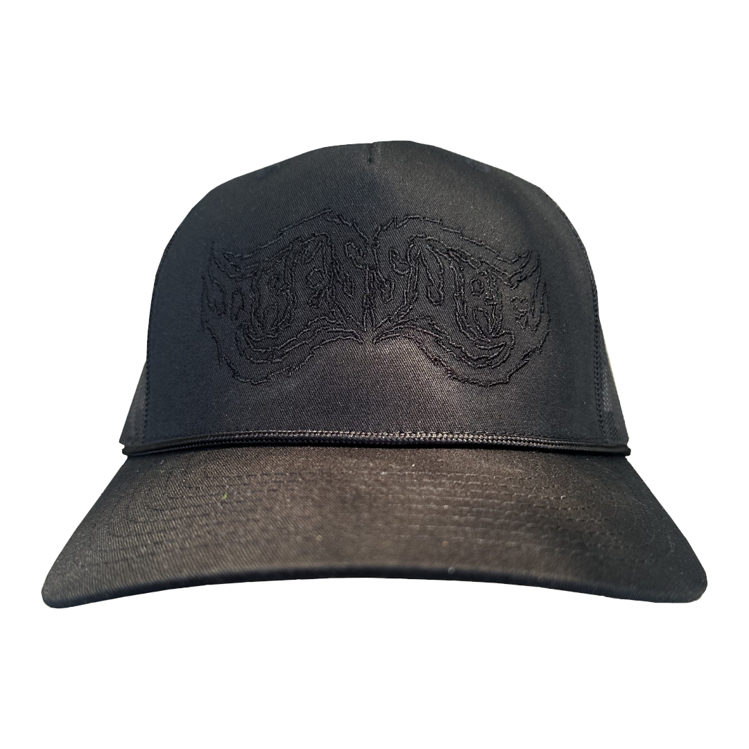 BLACK LOGO TRUCKER HAT