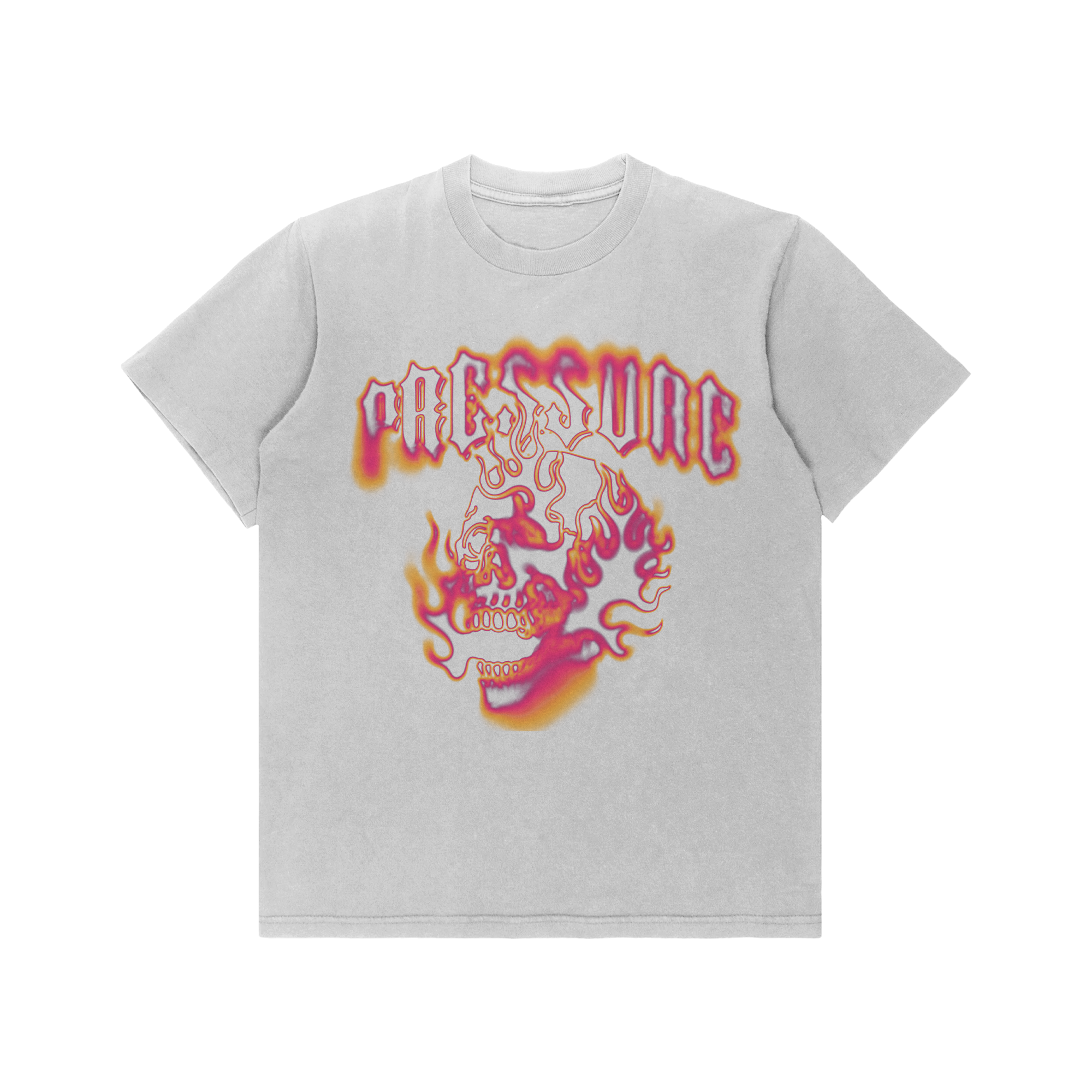 ACID BLUR FLAMING SKULL TEE