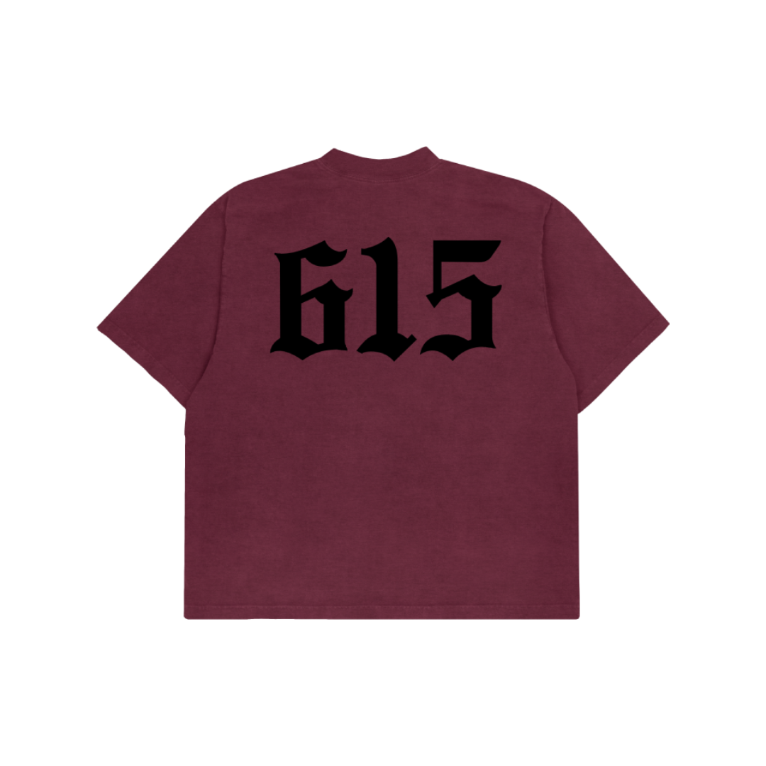 MAROON BARBED WIRE TEE MEDIUM