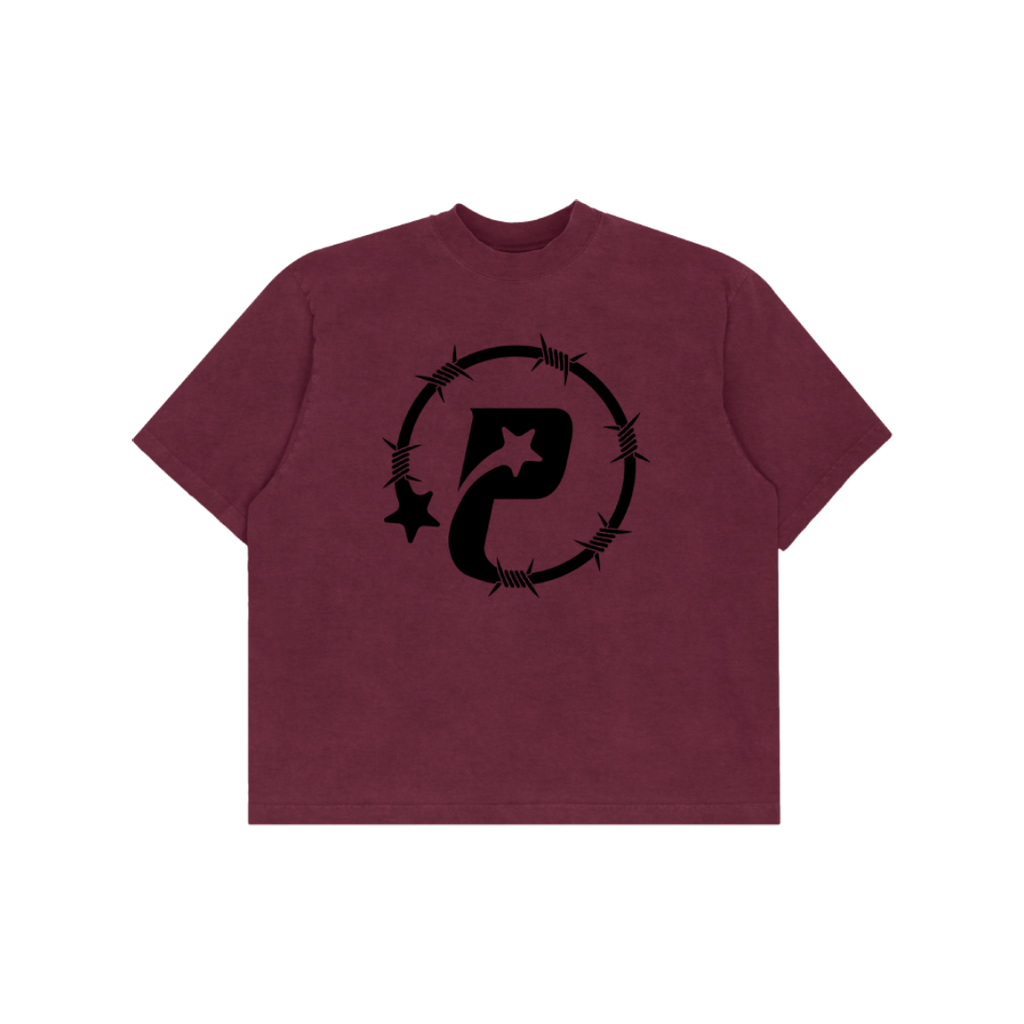 MAROON BARBED WIRE TEE MEDIUM