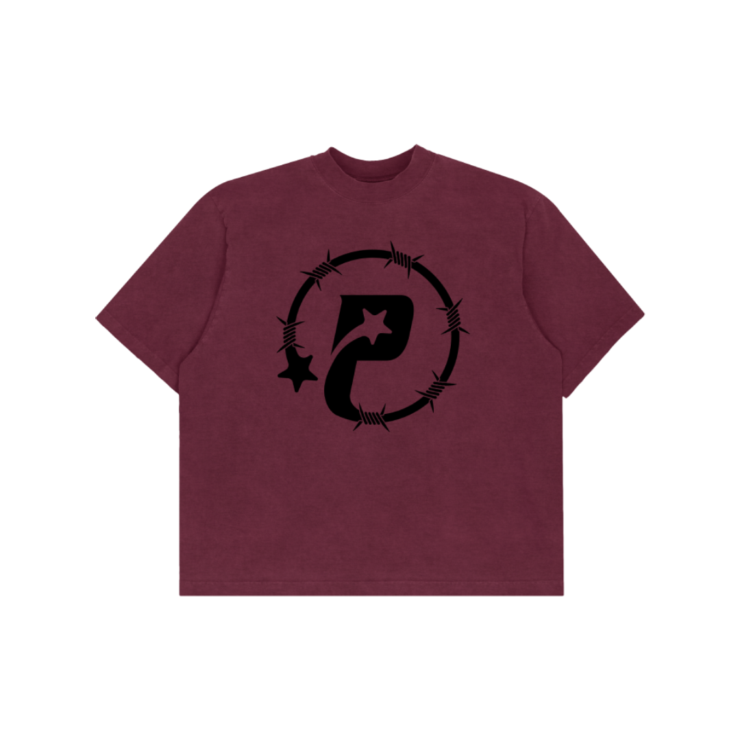 MAROON BARBED WIRE TEE MEDIUM